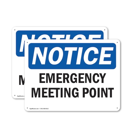 Signmission Emergency Meeting Point, 14 in W x Rectangle, Aluminum OS-2PACK-NS-A-1014-L-11860